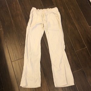 Roxy Cream color beach/lagoon pants with rope tie